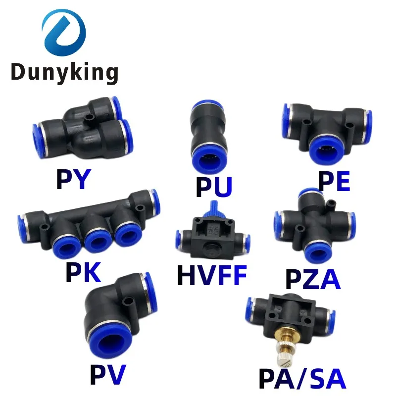 Pneumatic Fitting Pipe Connector Tube Air Quick Fittings Water Push In Hose Couping 4mm 6mm 8 10 12 14 16mm PU PY PK PM PZA HVFF