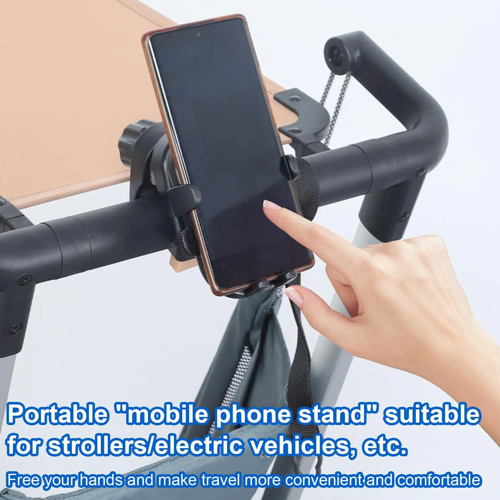 ベビーカー電話ホルダーベビーカーハンドルバー電話マウントスマートフォンプッシュカートハンドルバーラック仕事用エアロバイクジム