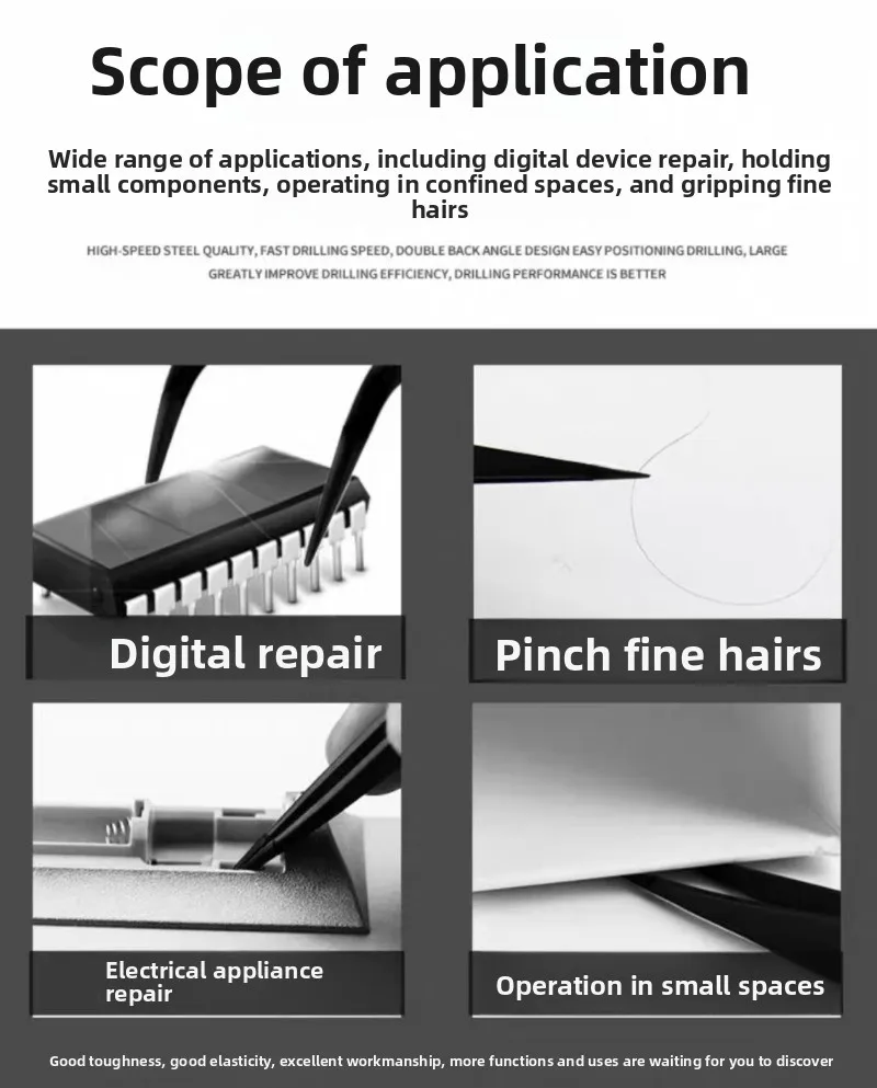 Anti Static Carbon Fiber Electronics Tweezer JZD Non Magnetic Plastic Tool Pointed Bent Tip Component Handling Factory Price