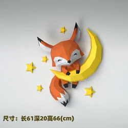 3D Paper Model Handmade Moon Fox Home Decor Wall Decoration Papercraft DIY Puzzles Educational Toys For Kids Gifts