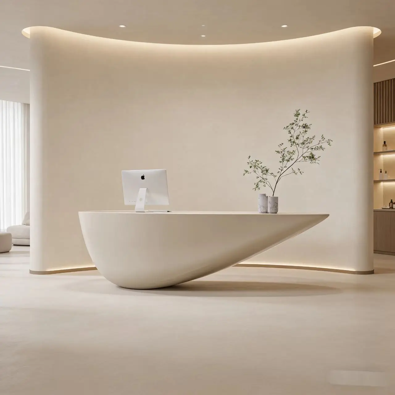 

bmCreative Modern Reception Specially Shaped Reception Desk Size and color customizable Exquisite lacquer finish Graceful lines&