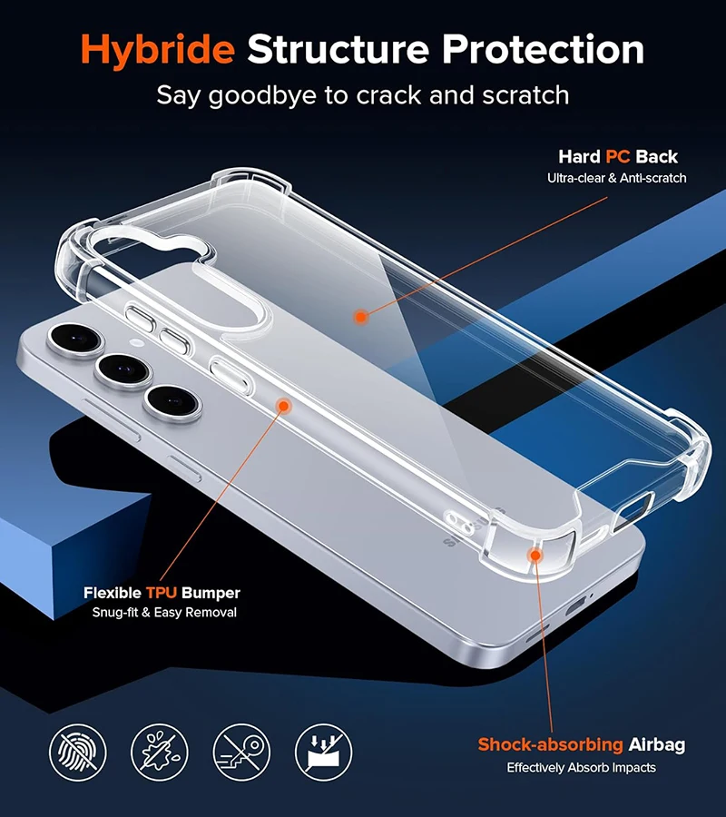 Funda híbrida a prueba de golpes para Samsung Galaxy S25 S24 S23 S22 S21 FE Ultra Plus A16 A55 A15 A35 A54 A34 A14 A53 A33 funda dura suave