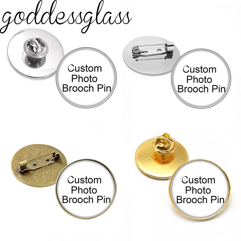 Personalize Custom Brooch Photo Logo Patterns Silver plated/Golden plated For Family Anniversary Collar 20mm/25mm/30mm Pins view 6