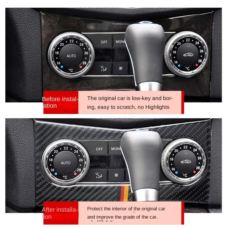 Carbon Fiber Interior Modification Center Control Air Conditioning  Audio Adjustment Panel Decorative Stickers Automotive Parts