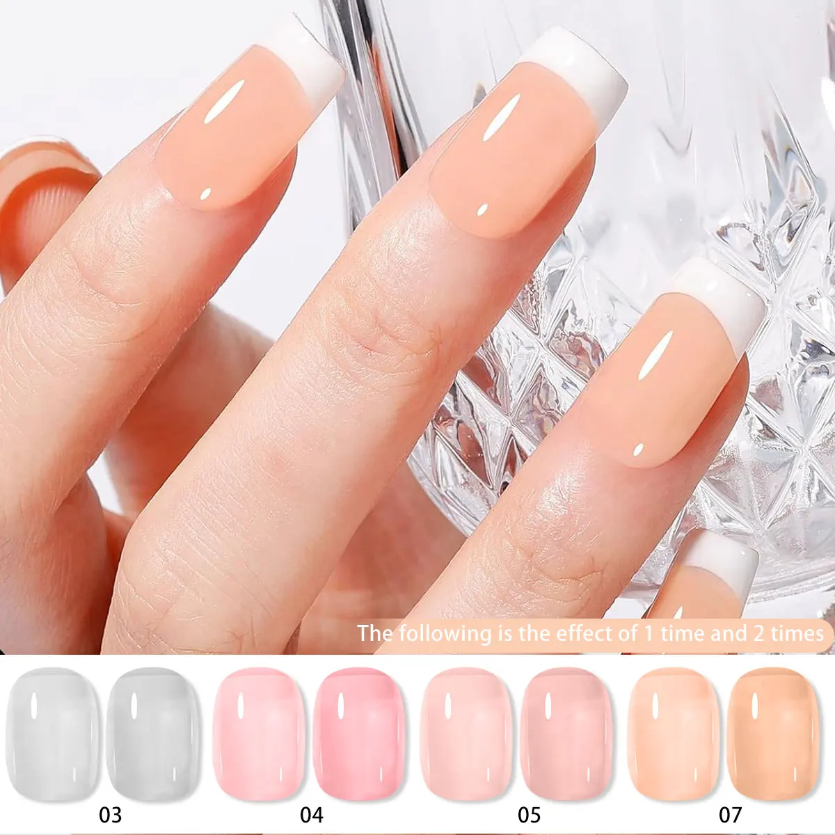 Hassleless Nude Crystal Clear 4-Color Gel Nail Polish Set (15ml per Bottle) Features Jelly-Like Nude Pink Translucent Gel Polish