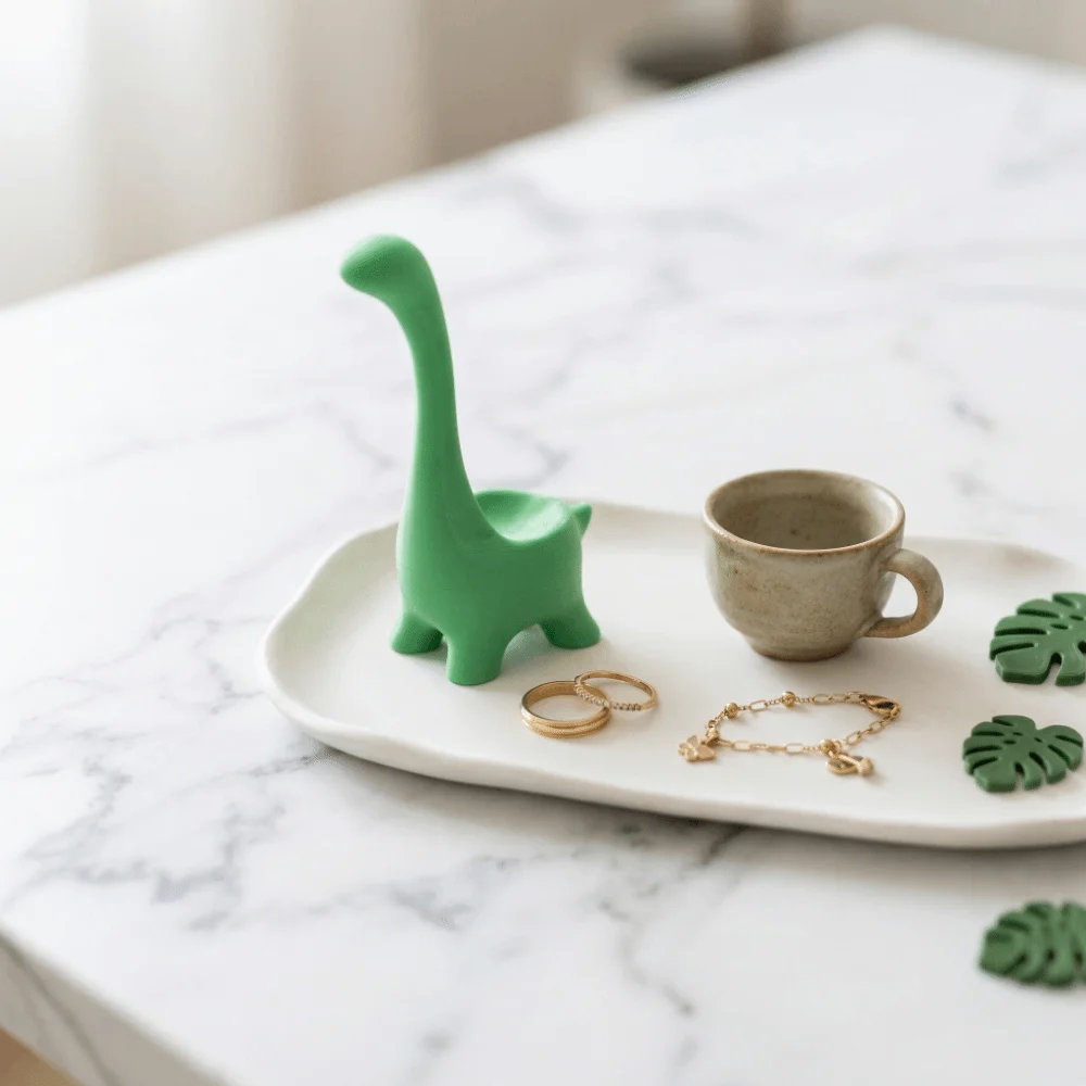 Cute 3D Print Dinosaur Jewelry Storage Rack Exquisite Home Ornaments Alpaca Ring Storage Rack Cute Decoration Crafts Office