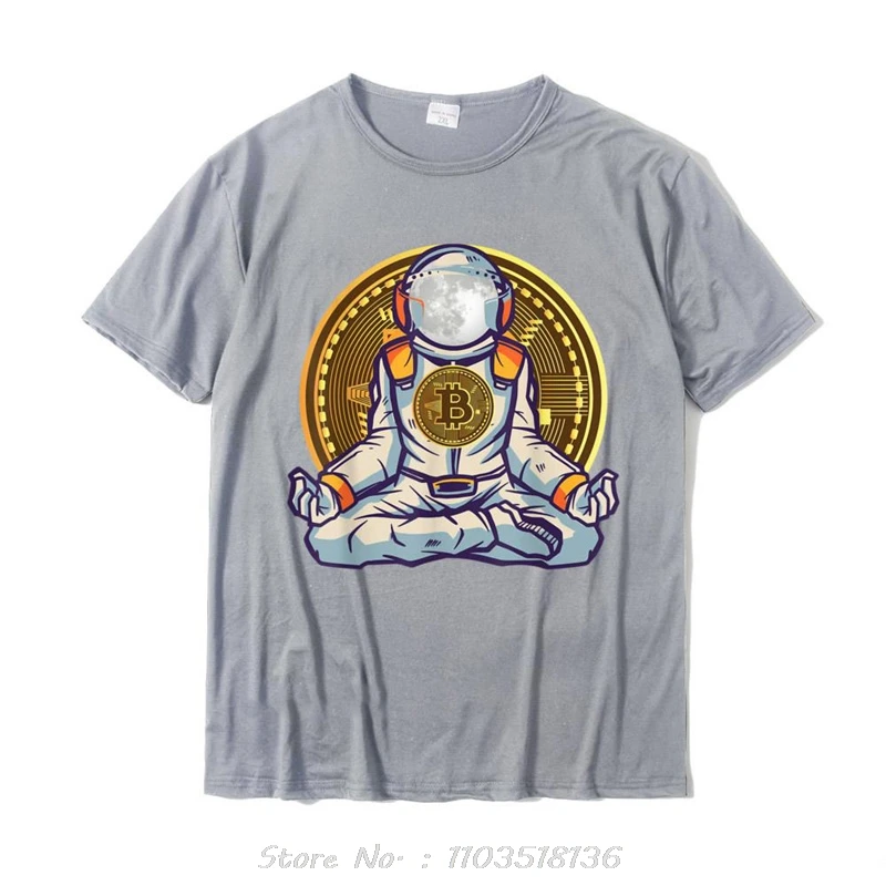 Bitcoin Coin Meditation To The Moon BTC Crypto Trader T-Shirt Party T Shirt Tops T Shirt For Men Popular Crazy Top T-Shirts