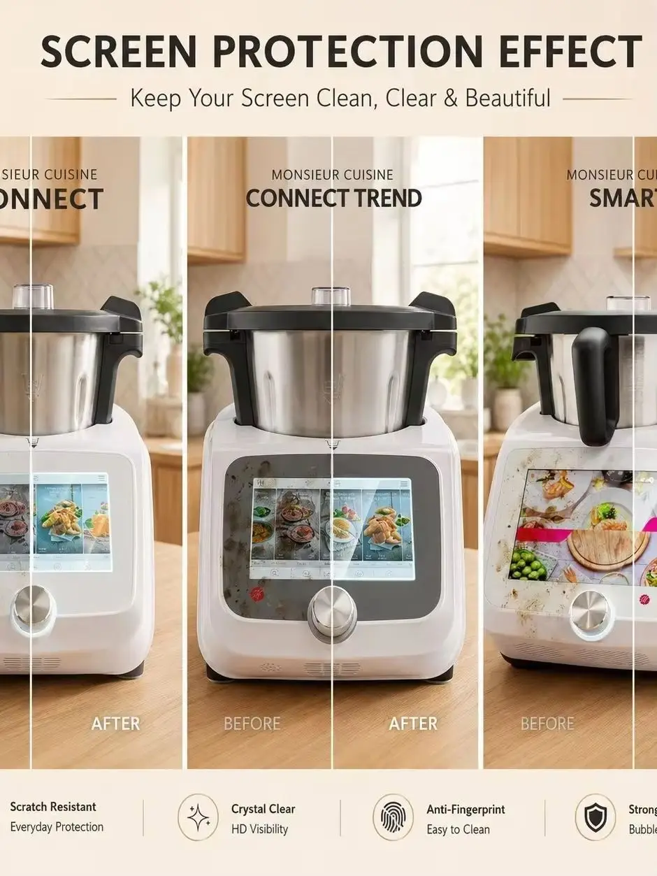 Displayschutzfolie für Monsieur Cuisine Connect Smart Trend, gehärtete Glasfolie, HD Clear Anti Scratch Touchscreen-Schutzfolie