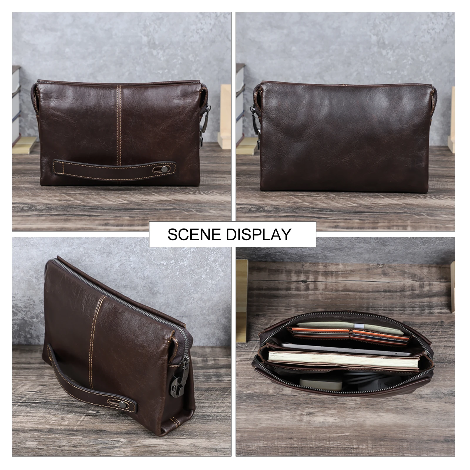 CONTACT'S Genuine Leather Clutch Bags for Men Customize Clutch Wallet Password Lock Design Male Handbag Bags Name Engraving Gift