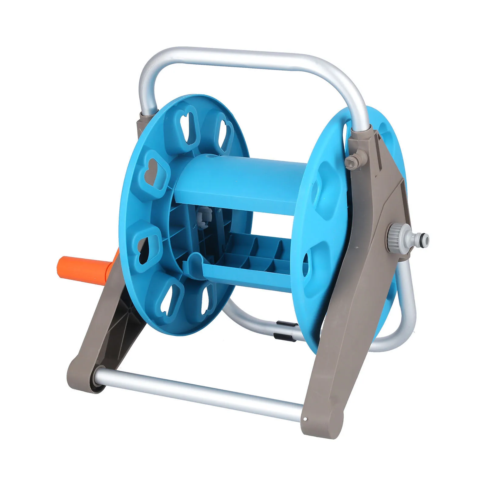 G1/2 Garden Water Hose Reel Cart Hand Push Design Gardening Waterpipe Cart for 30m 17mm OD Water Pipe for Courtyards Lawns