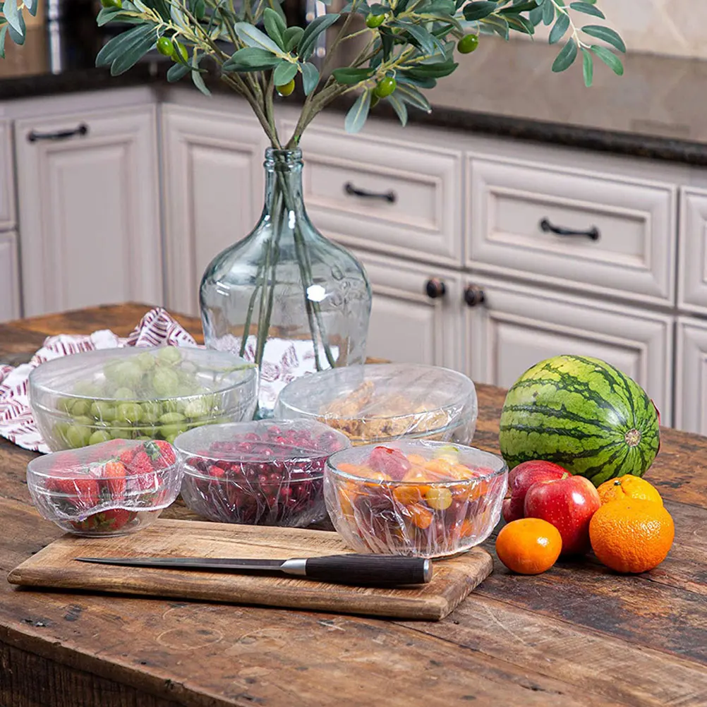

400 Pcs Stretchable Food Bowl Covers Plastic Wrap for Refrigerator Airtight Disposable Elastic Kitchen Storage Bowls