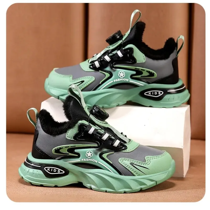 

Зимняя теплая детская обувь, новинка 2023 года, модная универсальная флисовая обувь для мальчиков и девочек, уличные противоскользящие кроссовки