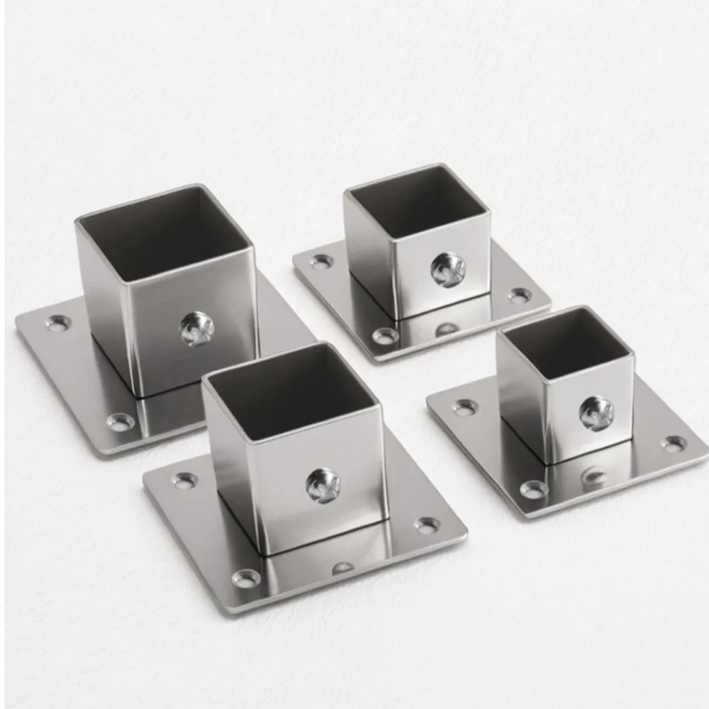 New Stainless Steel Square Tube Connector Set 20/25/30/40mm Rustproof Flange Base Heavy Duty Elbow Corner Joint Fence