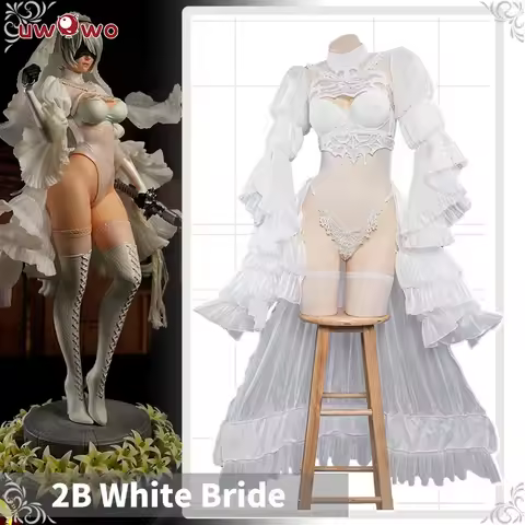 YUNDA In Stock UWOWO Nier: Automata Yorha 2B Cosplay Costume Black/White Wedding Dress Bride Halloween Costume Outdoor Dre YUNDA