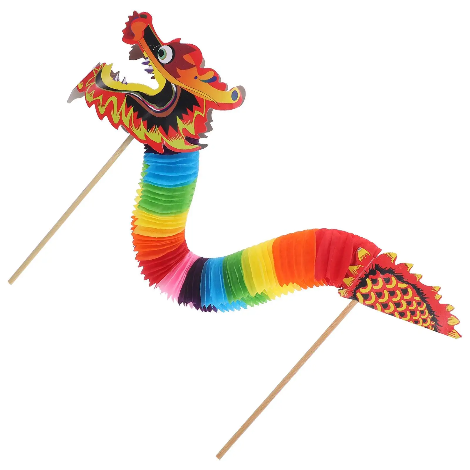

1M Mini Colorful Paper Dragon Photo Props Durable Handheld Dance Toy Party Supplies Photography Decorations New Year Festive