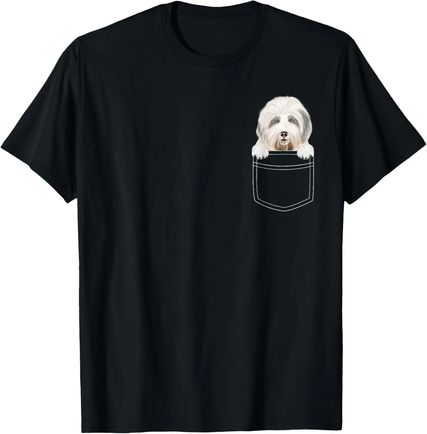 

Old English Sheepdog Dog In Pocket Funny Dog Lover T-Shirt