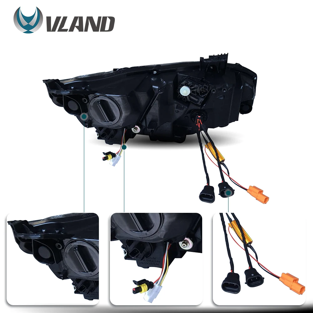 Vland factory car accessories for Car full LED lights for Civic headlight 2016-2018 with white DRL and yellow moving turn signal