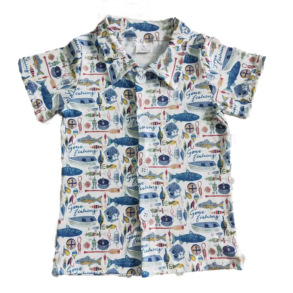 

BT0010 Baby Boys western fishing button up shirts