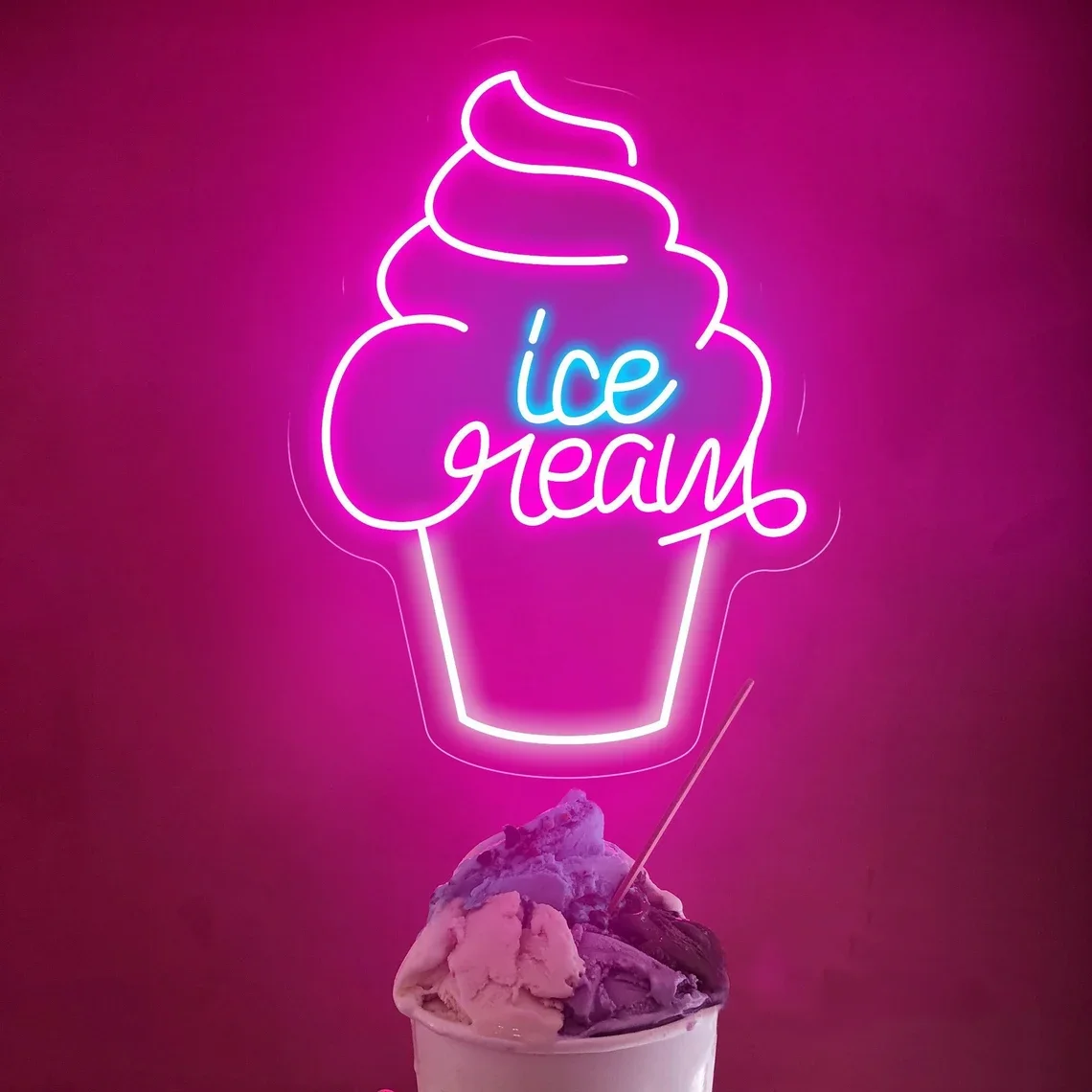 Ice Cream Neon Sign Custom Coffee Shop Bar Sorbet LED Neon Sign Light Home Wall Decor Restaurant Decor Personalized Gift