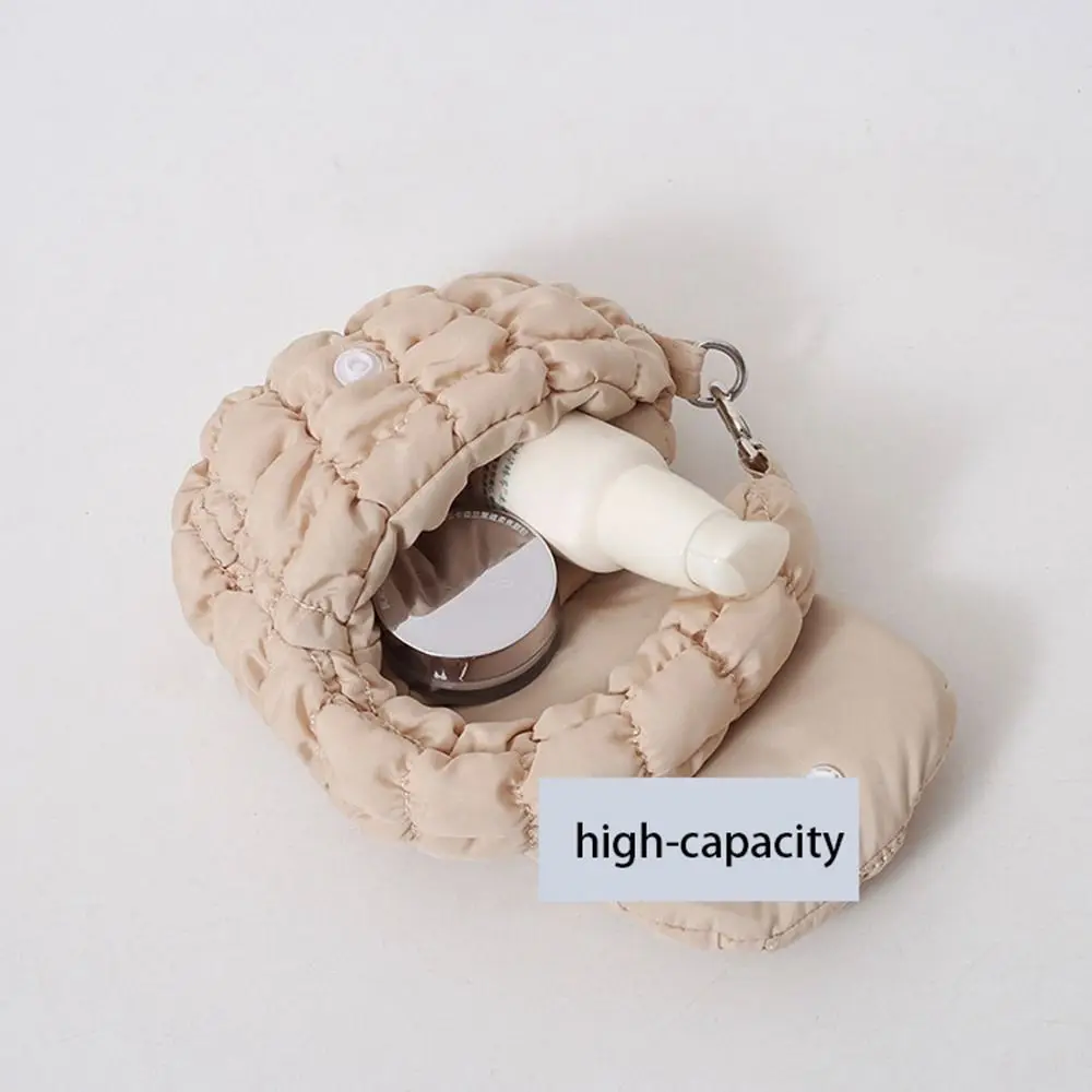 Portamonete plissettato a forma di nuvola tinta unita alla moda Mini borsa a tracolla con ciondolo trapuntato borsa per carte appesa borsa per il cambio