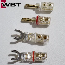 4pcs Brand new original WBT audio banana plug Non-magnetic no soldering Y Spades plug HiFi Loudspeaker cable Connector Adapter