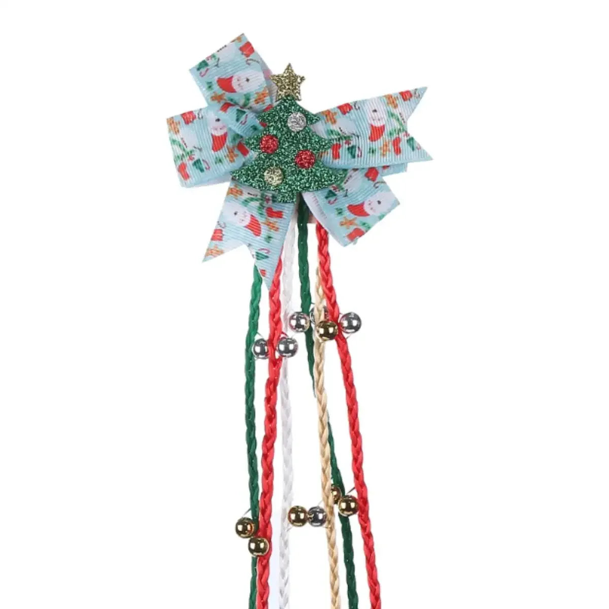 

Разноцветные банты и рождественская елка, заколки, синтетические плетеные парики с колокольчиками, аксессуары для волос для девочек, подарки на каждый день