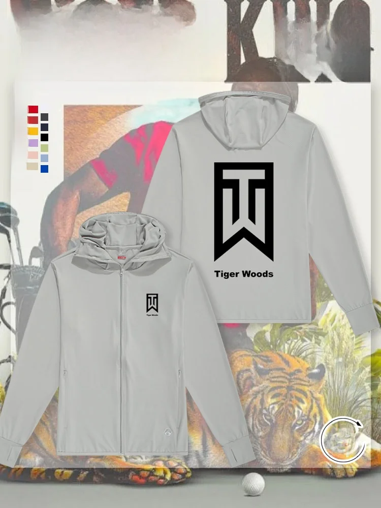 

Спортивная одежда для гольфа Tiger Woods, одежда для защиты от солнца, легкая куртка Legend Jaet, молодежная модная свободная куртка с длинными рукавами на молнии