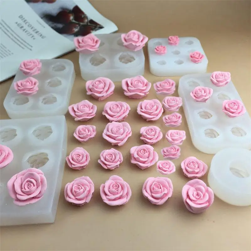 Mini Rose Shaped Silicone Mold Fondant Mousse Cake Soap Resin Mould Jelly Candy Chocolate Decoration Baking Tools