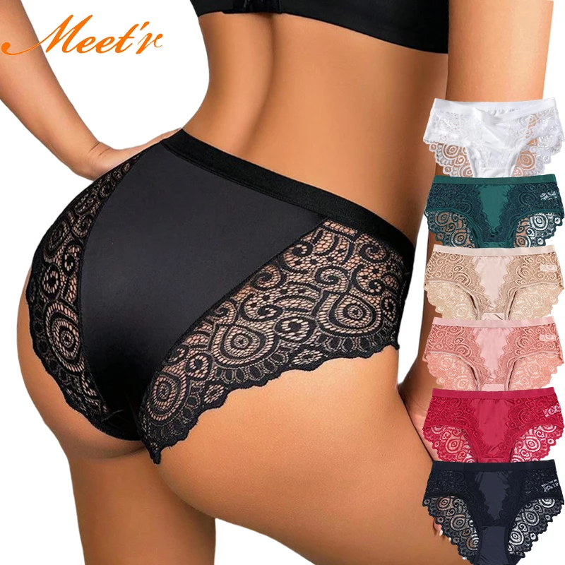 Meet'r Seidensatin Einteilige Dessous Europa und Amerika Damen-Dreiecksunterhose mit niedriger Taille Neue sexy G-String-Höschen-Unterwäsche