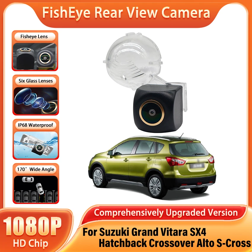 

170 ° Золотая камера заднего вида FishEye 1080P HD для Suzuki Grand Vitara SX4 Hatchback Crossover Alto S-Cross Car