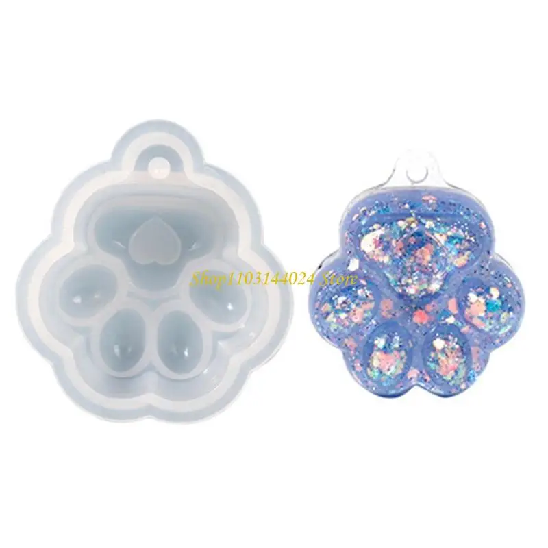 

N5KE Cats Paw Silicone Mold Pendant Epoxy Molds for Casting DIY Crafts Keychain Mold