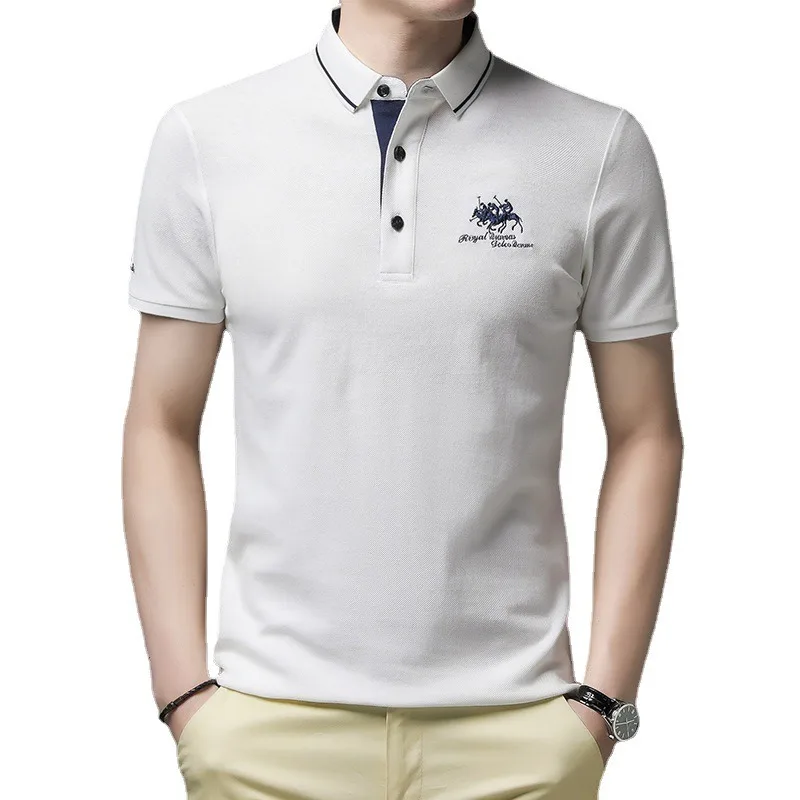 2023 New Embroidered Polo Shirt Men\'s High-end Luxury Top Summer Casual Lapel Short Sleeve T-shirt Korean Fashion Men\'s