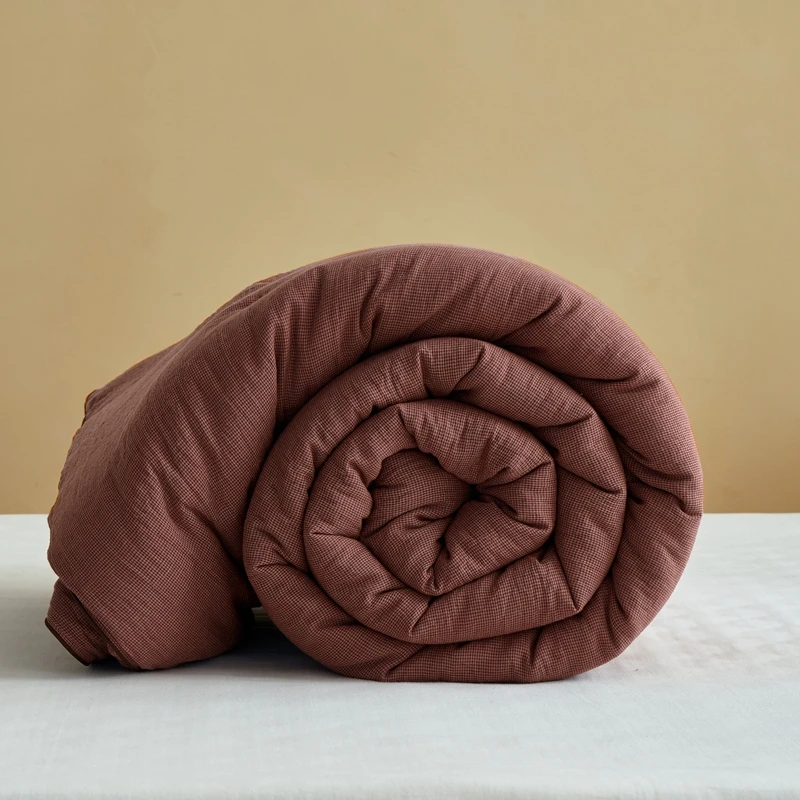 Summer Quilts Pure Cotton Houndstooth Gauze Soybean Fiber Filling Comforters Double Bed Blanket Air Conditioning Quilt For Bed