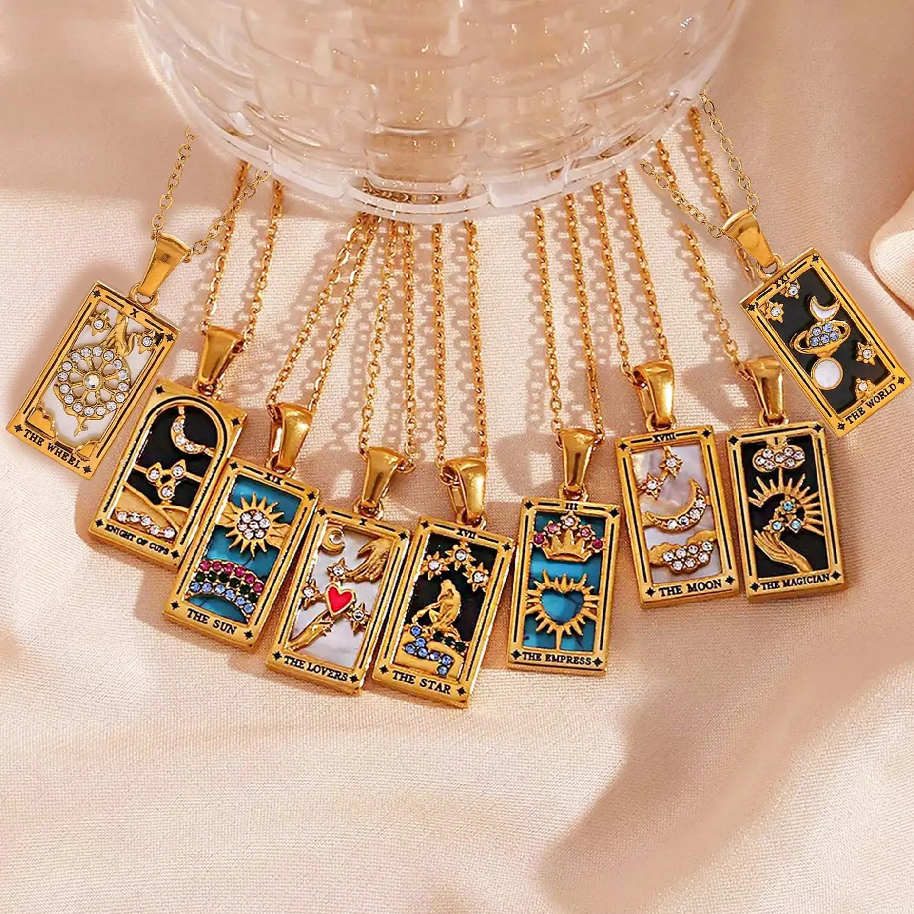 Fashionable Tarot Card Pendant Necklace, Suitable For Women Daily, Party Wear, Holiday Gift