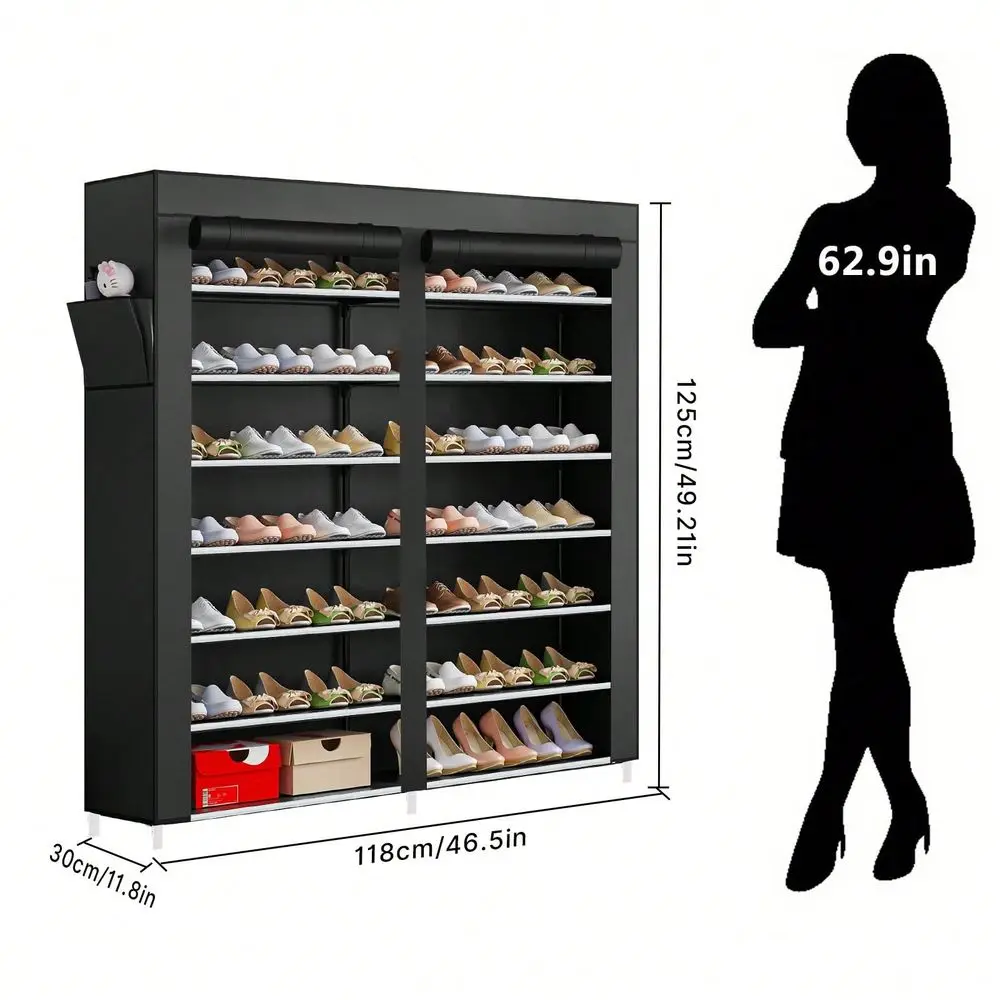 

Boot Rack, With A NonWoven Fabric Covering Layer, Consisting Of 7 Layers And 14 Storage Compartments, Can Hold 40 To 50 Pairs O