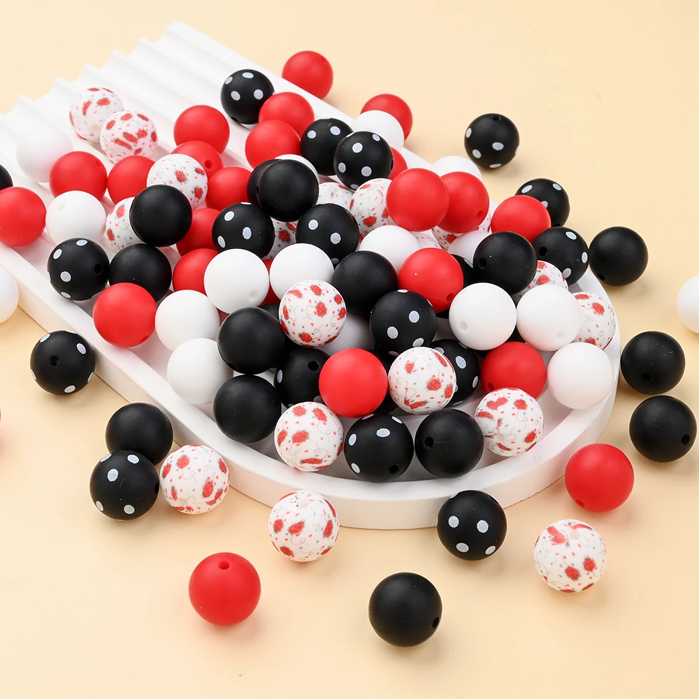 40Pcs 15mm Silicone Round Beads Set for Fashionable Jewelry Making To Make Bracelets DIY Keychain Necklace Jewelry Accessories