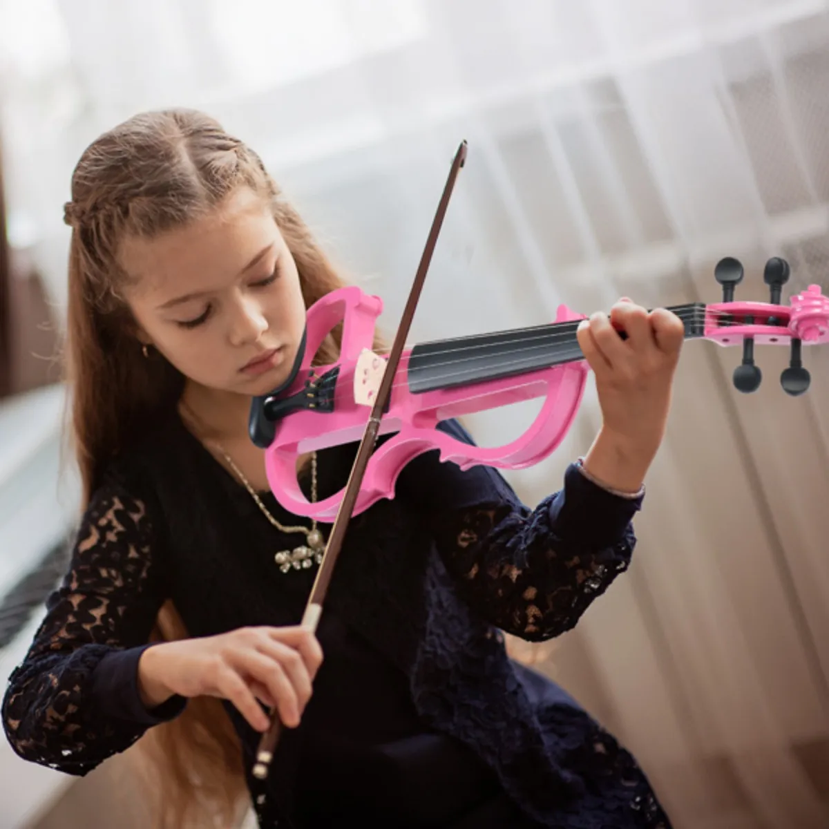 Full Size 4/4 Bunnel Edge Electric Silent Violin for Beginners Playing Electronic Violin Instruments
