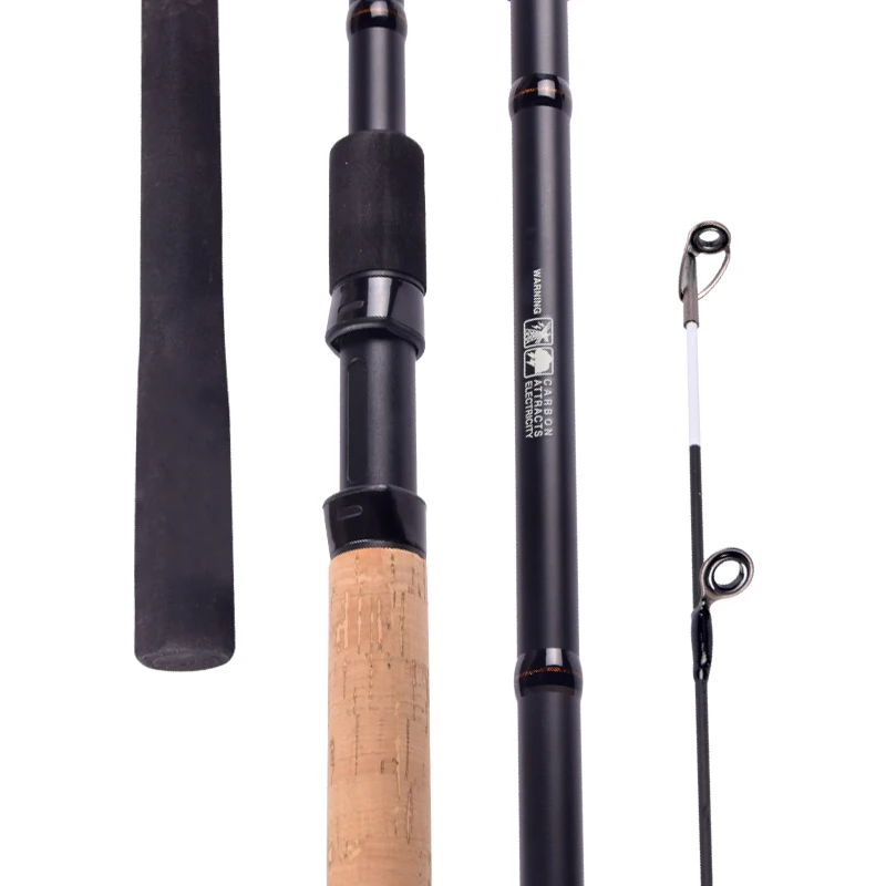 Premium 3-Section Carbon Feeder Fishing Rod, Shore Fishing Pole with 3 Replaceable Tips