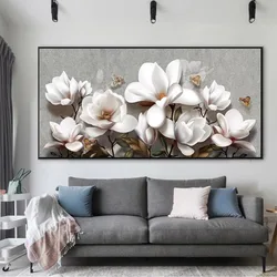 Pittura diamante di grandi dimensioni nuovi arrivi fiori bianco rosa Magnolia diamante mosaico punto croce ricamo fiore decorazioni per la casa