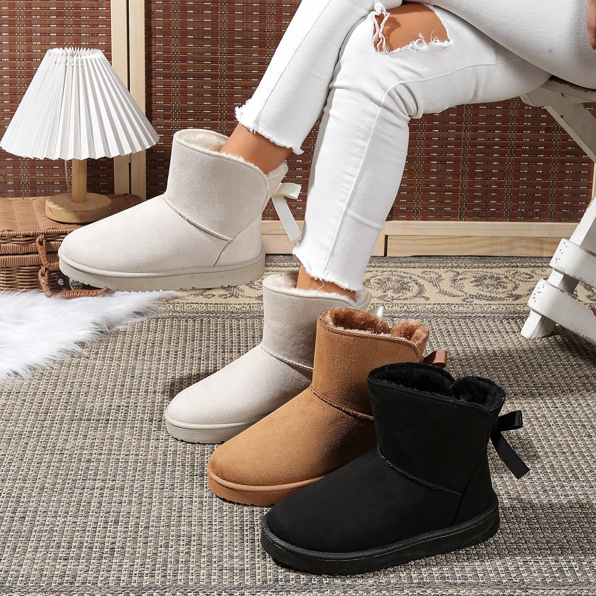 

Зимние ботинки на толстой плюшевой платформе, женская зимняя теплая хлопковая обувь на меху, женские ботильоны без шнуровки из искусственной замши, мягкая обувь