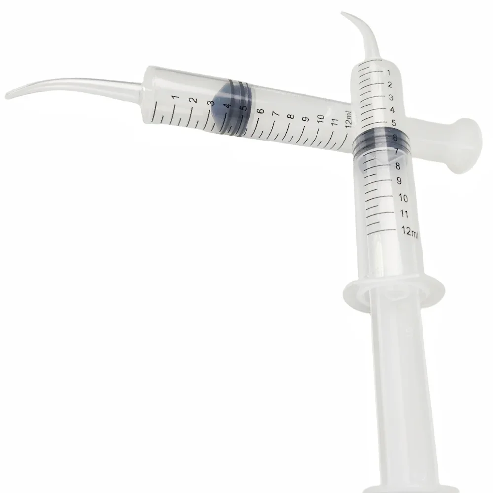 

5 шт. одноразовый пластиковый стоматологический шприц для ирригации, промывка зубов, инъекционный оттиск, стоматологический шприц с изогнутым наконечником