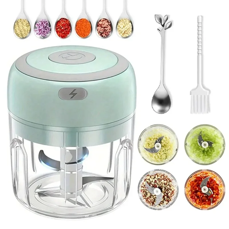 100/250ml Mini Food Processor Portable Garlic Masher Durable and Sturdy Electric Garlic Chopper for Minced Meat Fruit Utensils