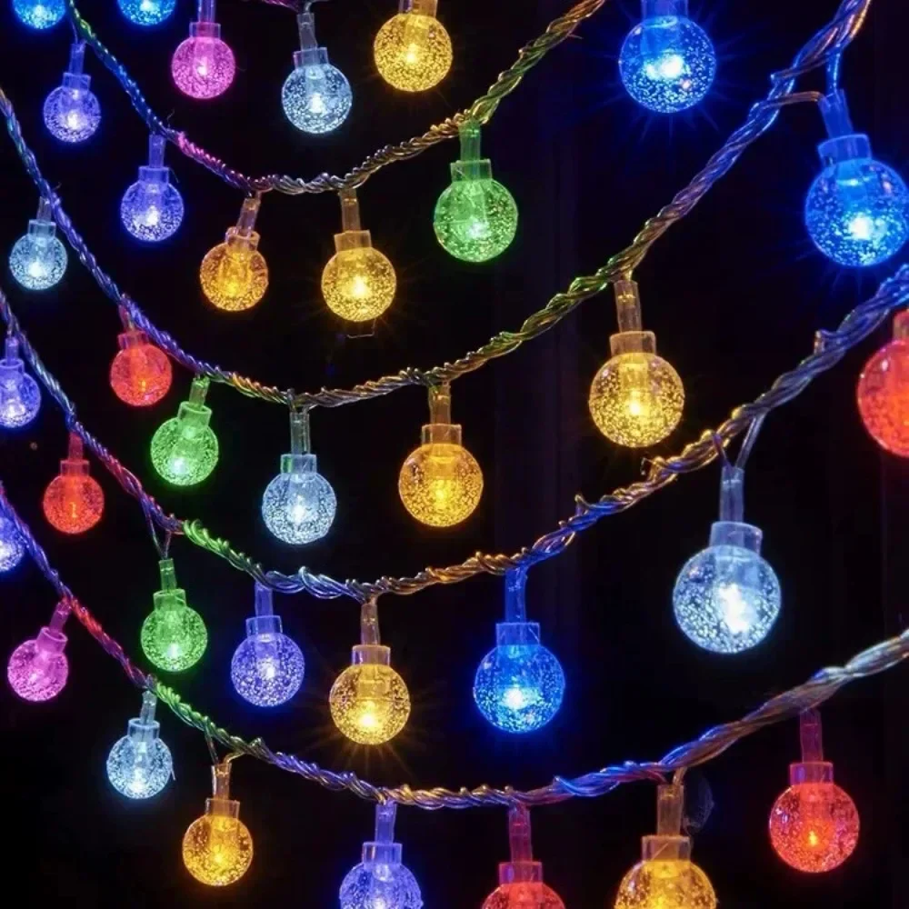 اكليل LED كريستال الكرة سلسلة ضوء عيد الميلاد حفل زفاف حديقة غرفة ديكور في الهواء الطلق التخييم جارلاند الجنية مصباح طاقة البطارية
