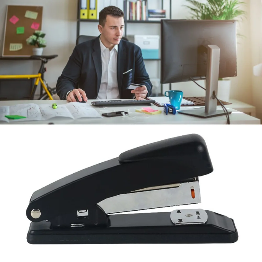 ABS Desktop Stapler Metal Body 24/6, 24/8 Staple Size Office Stapler Lightweight Ergonomic Handle Manual Stapler Daily Use