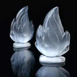 100% Natural Moroccan White Selenite Flame Shape Polishing Plate For Cleansing Recharging Crystals and Healing Stones DIY Gifts