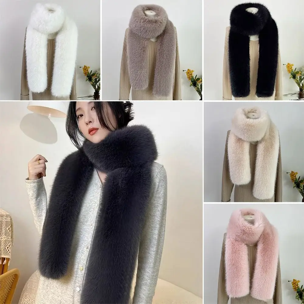 Vintage 180cm Fake Fur Long Scarf Thick Fur Decor Winter Fluffy Scarf Soft Luxury Wraps Shawl Party