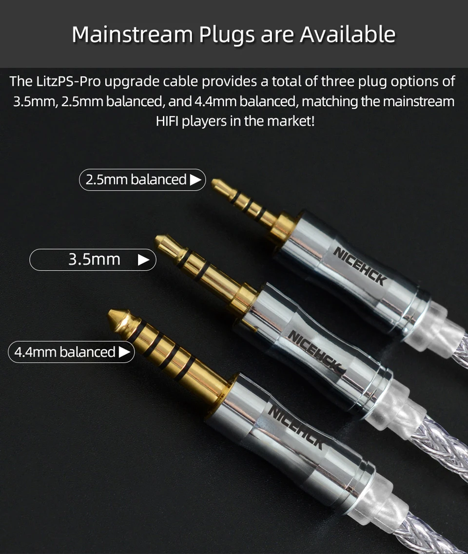 NICEHCK LitzPS-Pro 8 Core 4N Litz Pure Silver Earphone Cable 3.5mm
