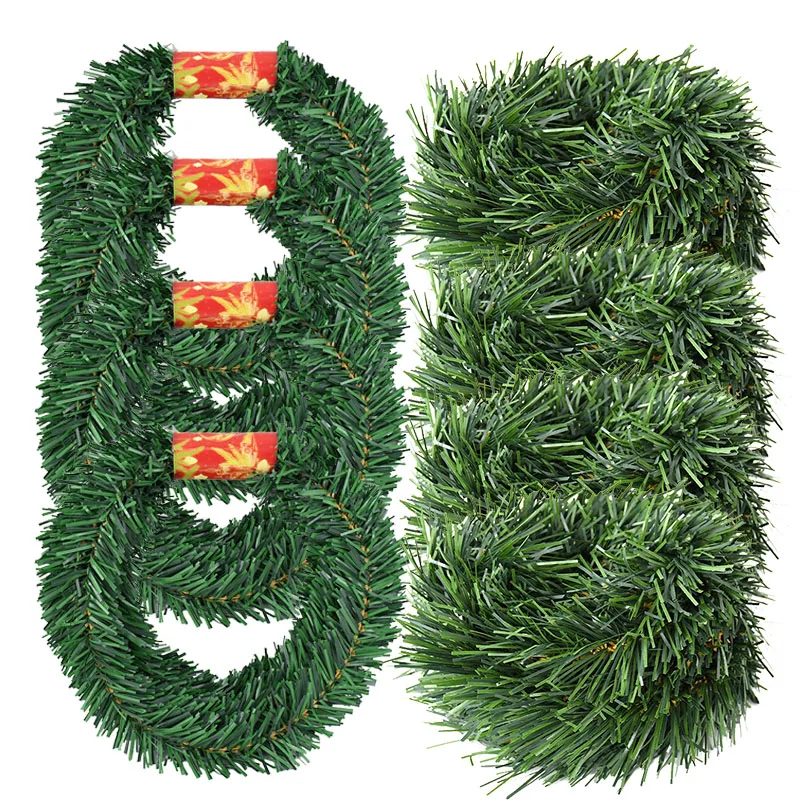 5.5m Pine Christmas Garland Decorative Green Artificial Xmas Tree Rattan Banner Party Plastic Pendant Tinsel Hanging Decoration