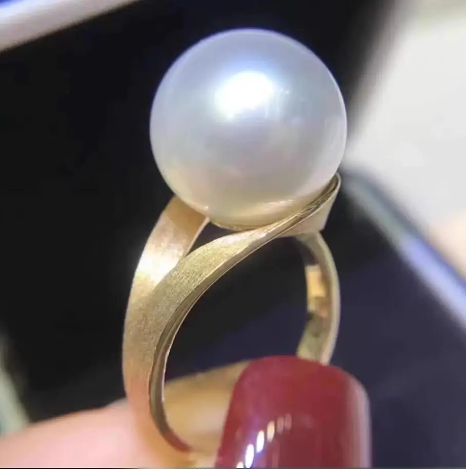 

elegant 10-11mm south sea round white pearl ring 925s