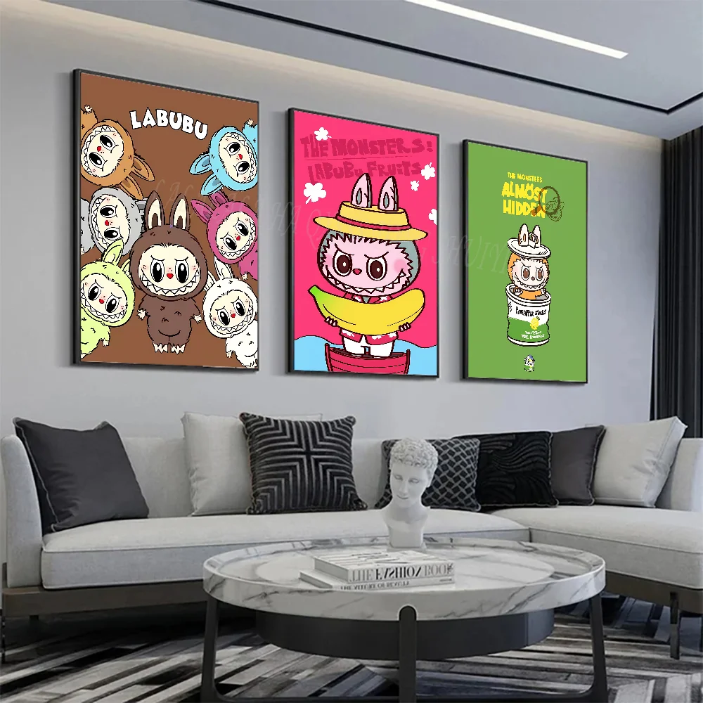 Cartoon L-Labubu Poster Wall Art Home Decor Room Decor Digital Painting Living Room Restaurant Kitchen Art